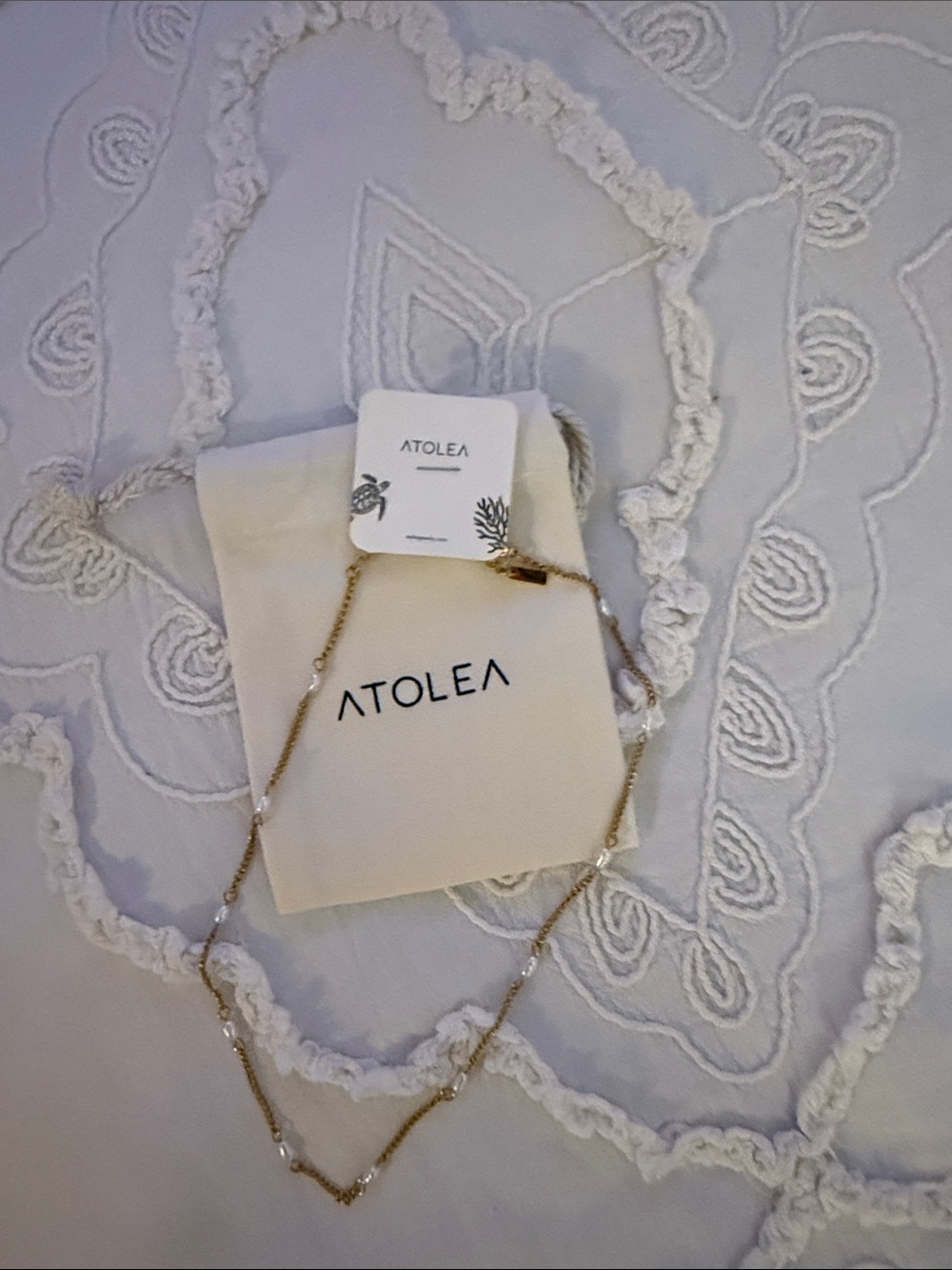 ATOLEA Gold Pearl Station Necklace